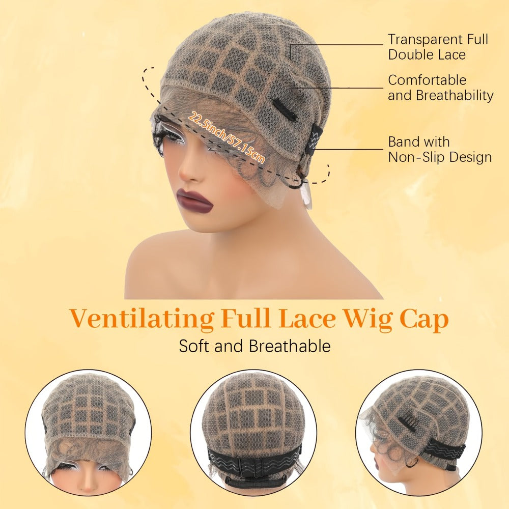 Crochet Wig Cap DIY Braiding Set — Double Full Lace, Baby Hair, Premade Lace Front, Nylon Hair Net & Hook Tool for Making Braided Wigs, 82–121 Sections