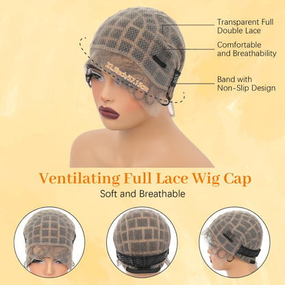 Crochet Wig Cap DIY Braiding Set — Double Full Lace, Baby Hair, Premade Lace Front, Nylon Hair Net & Hook Tool for Making Braided Wigs, 82–121 Sections