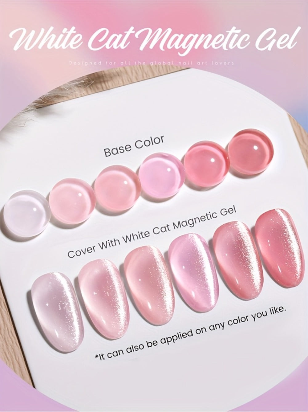 UR SUGAR 2pcs/Set 0.51oz Shine White Cat Magnetic Gel Nail Polish on Any Color Gel Sparkling Glitter Semi Permanent Soak Off Gel with Magnetic Stick