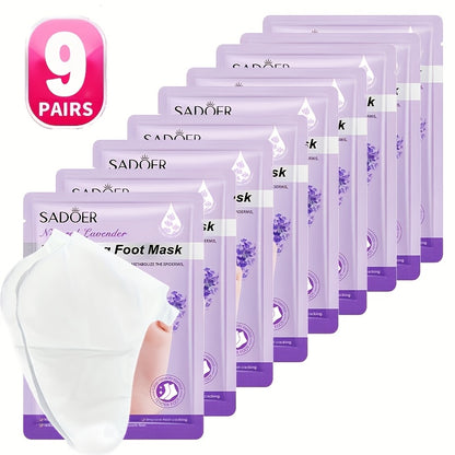 Lavender Foot Mask Socks Deep Hydrating Moisturizing Foot Care Treatment – Soft Smooth Skin, Portable Home Travel Spa, Value Pack 6 Pairs or 9 Pairs