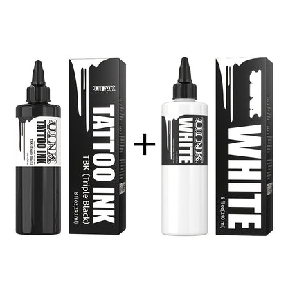 Tattoo Ink 8.12oz Large Capacity Black & White - UINK Professional Tattoo Ink Set for Line Work Coloring Shading Body Art Graffiti Beginners & Artists