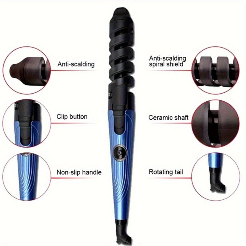 Professional Automatic Spiral Curling Iron, Ceramic Automatic Curling Iron, Anti-Tangle And Easy to Operate, Hair Styling, Hair Tools, Birthday Christmas Gift (Includes: 1 Comb And 2 Hair Clips)