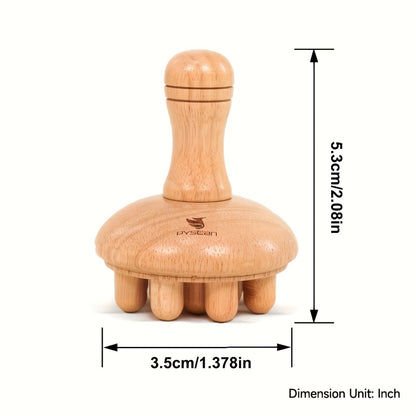 Wooden Mushroom Massager for Anti-Cellulite & Lymphatic Drainage – Ergonomic Hand-Held Wood Body Massage Tool for Relaxation, Sculpting & Circulation, Model VM-12