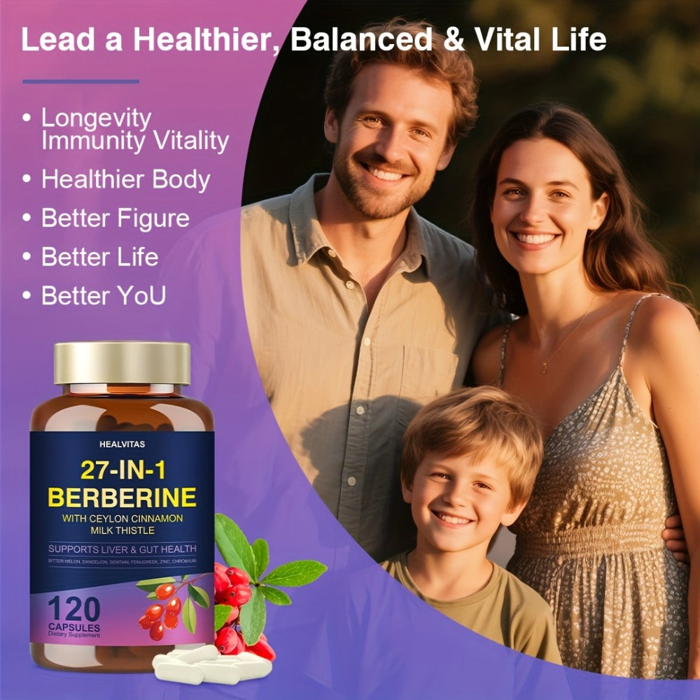 Berberine Supplemen, with Berberine Ceylon Cinnamon & Milk Thistle Green Tea Aloe Vera- Activating Natural Herbal Formula, Liver & Gut Health Support, Gluco Golden Advanced - Digestive Health Support Healthy Immune System Support.
