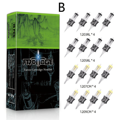 Tattoo Cartridge Needles 16pcs Froinage Mixed Models High Transparency Tips Secure Assembly Adjustable Threading Sterile Disposable for Tattoo Pen Machine Artists Beginners