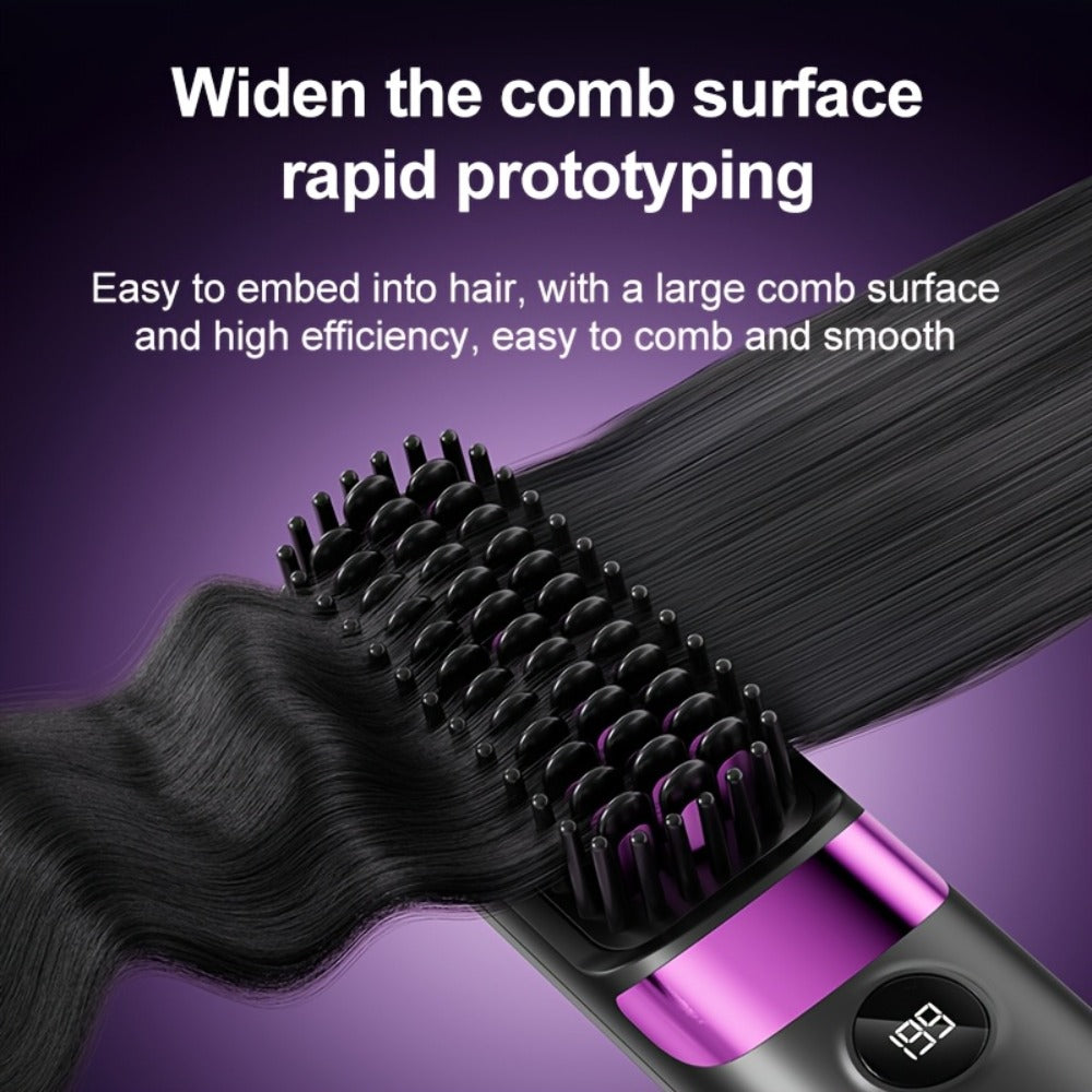 Cordless Hair Straightening Brush Portable Heated Straightener Comb USB Rechargeable Mini Travel Hair Straightener with Heat Protection for Women Men Beard Daily Use Gift