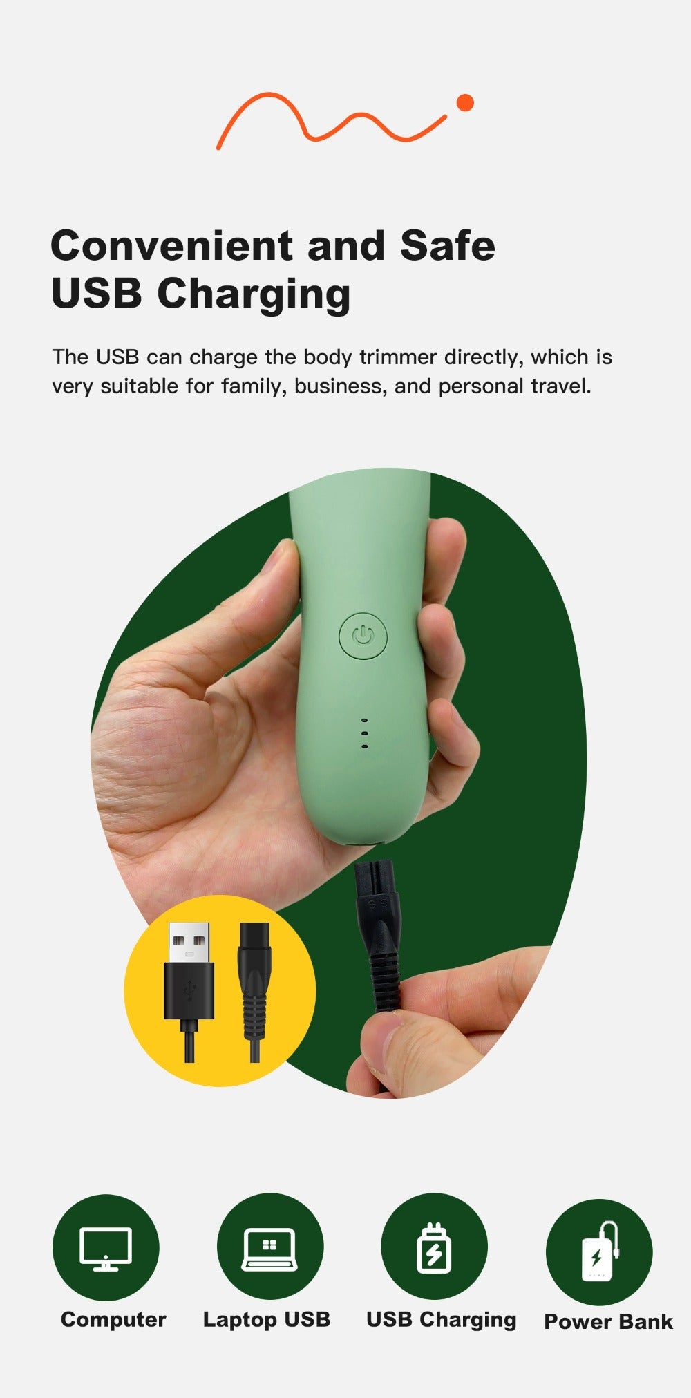 Body Hair Trimmer, Suitable for Men and Women - Electric Body Hair Trimmer with Replaceable Ceramic Blades for Smooth Shaving and Corset Trim