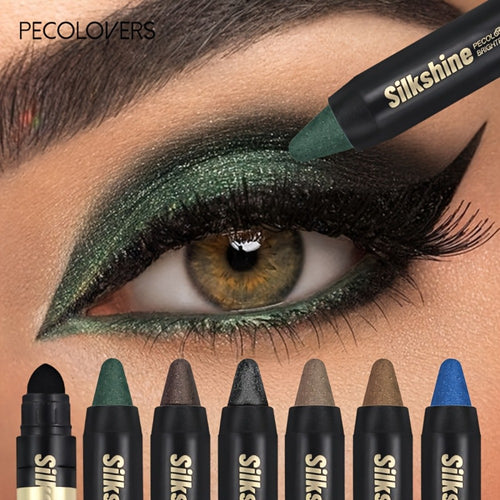Eyeshadow Stick Set 6pcs Dual-Tipped with Brush Shimmer Glitter Eye Contouring Highlighting Pencil Multicolor Easy Apply Eye Makeup Kit