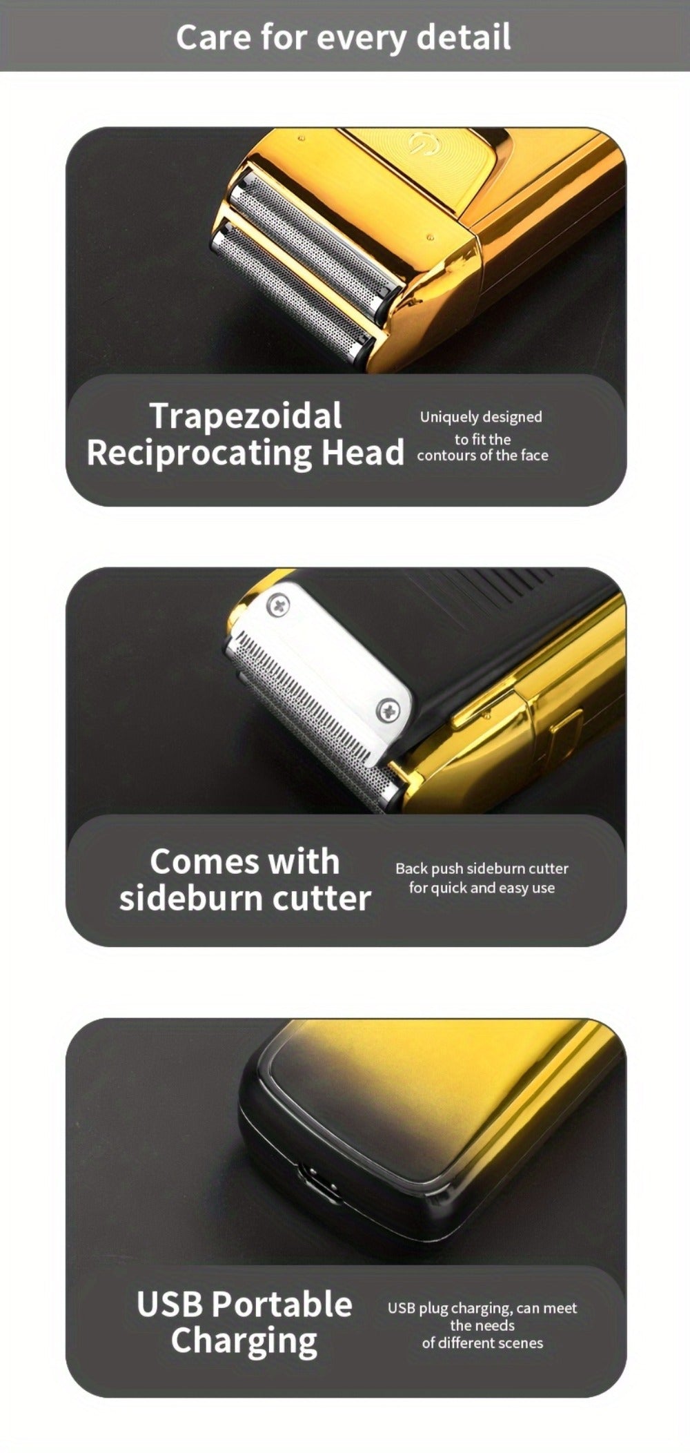 2-in-1 Bald Hair Trimmer, Electric Razor Band Barber Clippers, Aluminum Foil Head - Professional USB Rechargeable Electric Razor, Gentle Beard Hair Trimmer, Festivals & Christmas Gifts