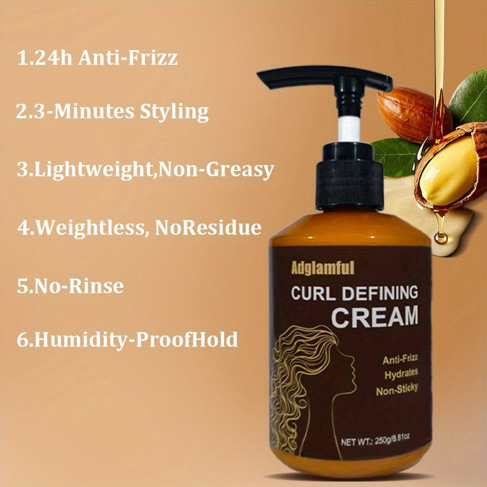 Curl Defining Cream for Wavy Curly & Coily Hair - 24-Hour Strong Hold No-Rinse Leave-In Frizz Control Styler - Lightweight Non-Greasy 3-Minute Quick Curl Definition for Women & Men All Curl Types