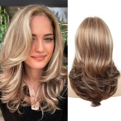 Grey Wig for Women Long Layered Silvery Wavy Synthetic Wig with Highlights 18 Inch Rose Net Cap Beginner Friendly Natural Look Daily Wear Party Cosplay