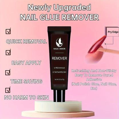 Nail Glue with Remover Kit Super Strong 10g for Acrylic Press-On False Nails - Long Lasting Nail Adhesive & Easy Glue Remover for DIY Salon Nail Art