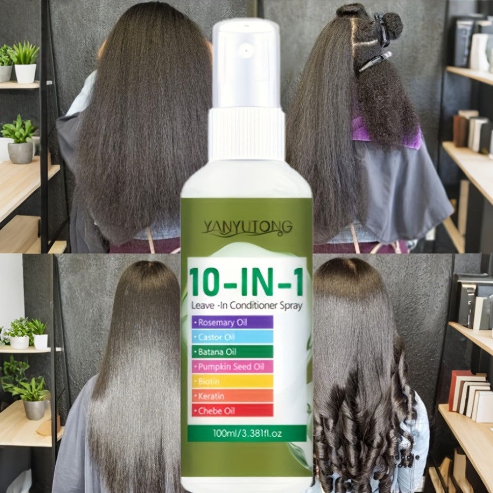 10-in-1 Hair Treatment Spray — Argan Oil Batana Rosemary Anti-Breakage Split End Repair, Softens & Adds Shine for Dry Hair, Fragrant 100ml