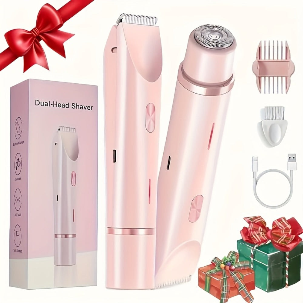 2-In-1 Electric Hair Removal Device for Home Use, Rechargeable Lithium Dual-Head Electric Hair Trimmer for Women | 1pc | Rechargeable Lithium Battery | USB Charging, Multipurpose Bikini Razor And Face Shaver | Body, Arms, Thighs, Electric Shaver