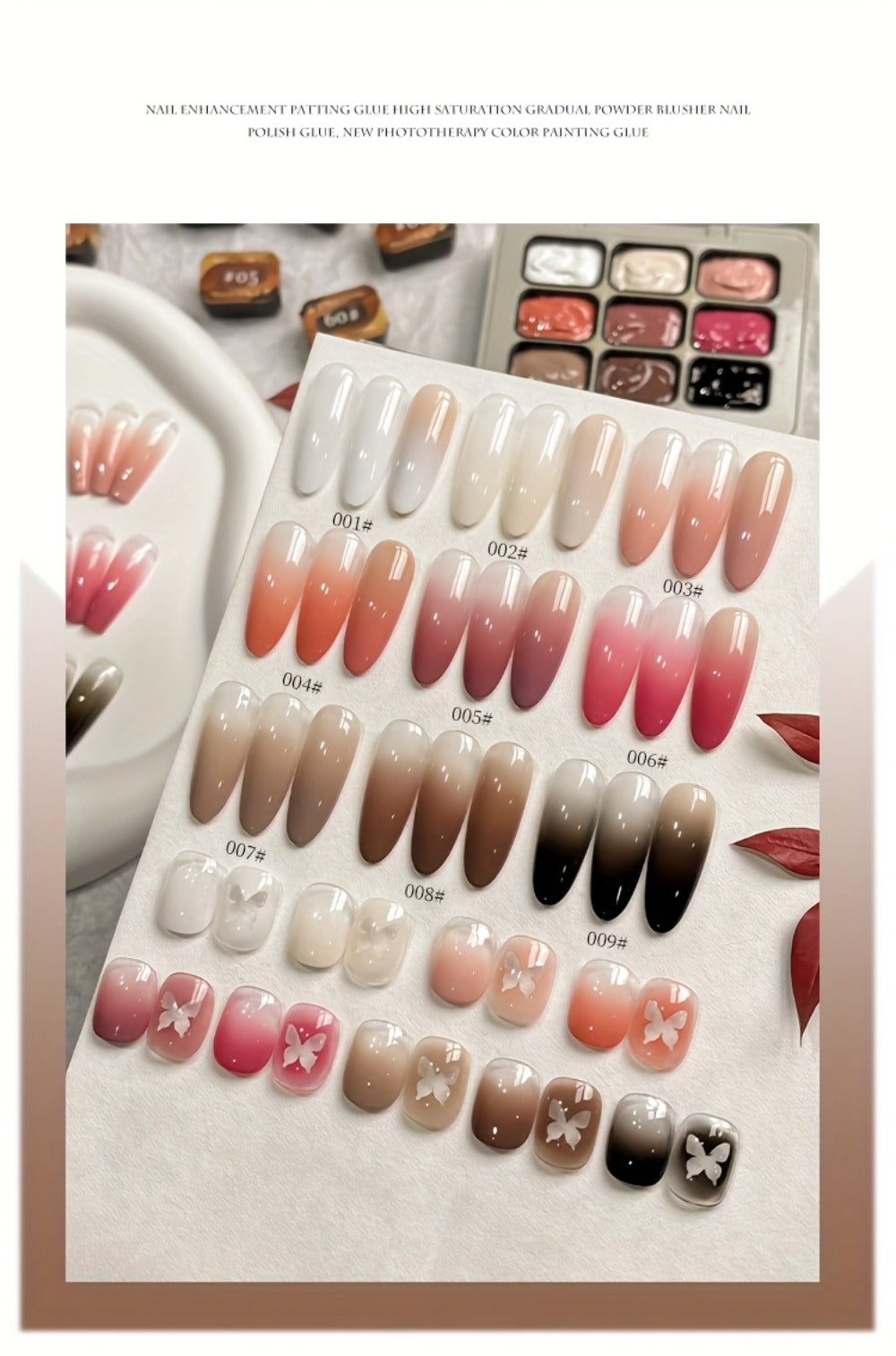 Gel Nail Polish Set 9 Colors - Multicolor Gradient Nail Art Kit, Mini 9-Grid Collection for Ombre & Patting Glue Designs, Long-Lasting UV LED Gel Polish for Salon & Christmas Holiday Nail Art Gifts