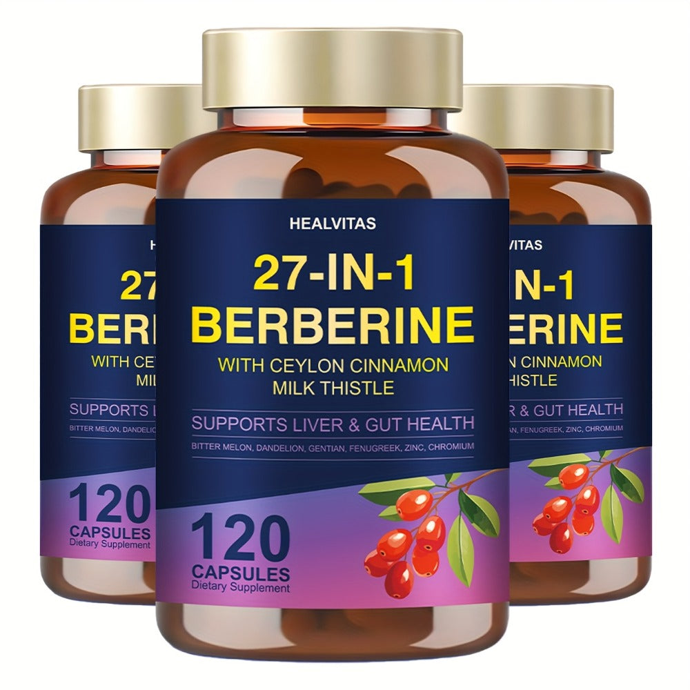 Berberine Supplemen, with Berberine Ceylon Cinnamon & Milk Thistle Green Tea Aloe Vera- Activating Natural Herbal Formula, Liver & Gut Health Support, Gluco Golden Advanced - Digestive Health Support Healthy Immune System Support.