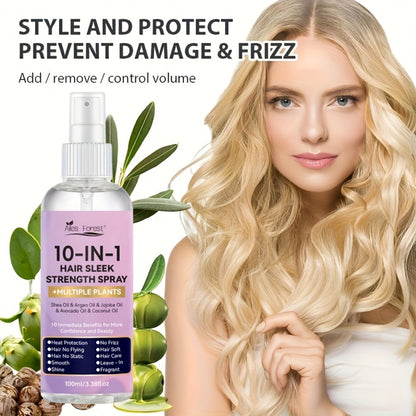 Hair Care Spray 10-in-1 No-Rinse Leave-In Conditioner — Fragrance-Free, Anti-Frizz, Detangling, Shine-Boosting, Plant-Based Formula for Dry Damaged Hair, All Hair Types, 100ml