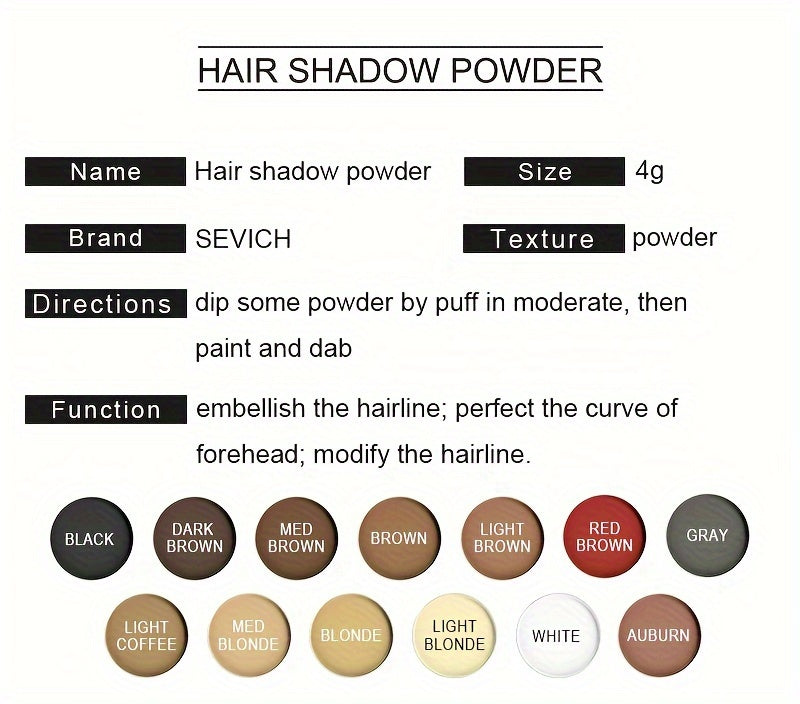 Sevich Hairline Powder, Hairline Concealer And Volumizing Powder for All Hair Types, Root Touch Up And Cover Up
