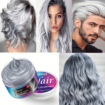 Grey Hair Color Wax ROZINO 3-in-1 Color Style & Fix Vitamins Protein Hides Grey Instantly Natural Volume Easy Wash 72Hr Fruity Oceanic Scent 120g 4.23oz