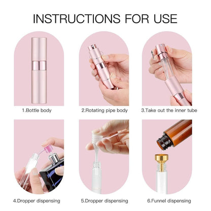 Travel Perfume Atomizer Refillable – 5-Pack 8ml Mini Cologne Sprayer Bottles, Aluminum Cap-Free Twist Design, Portable Pocket Perfume Dispenser for Travel, Dating & On-the-Go – 5 Colors