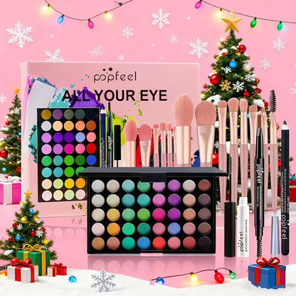 Full Face Makeup Kit All in One Complete Beauty Set with Brush - Foundation Blush Eyeshadow Palette Mascara Berry Neutral Tones Gift for Women