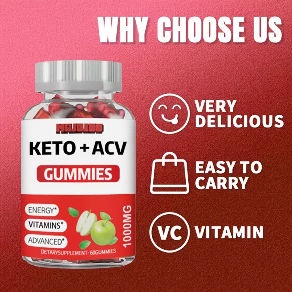 60 Vegan Keto ACV Gummies - Apple Cider Vinegar with Pomegranate Beet Juice Powder And B12, Rich In Vitamin B And C. Suitable for Men And Women, Gluten-Free