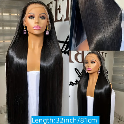 13x4 HD Lace Front Wig Human Hair 200% Density Brazilian Straight Wig Pre-Plucked Baby Hair Ear to Ear Swiss Lace Glueless Natural Hairline 8-38 Inch