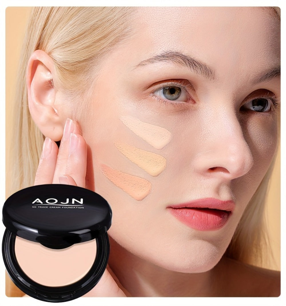 Oil Control Foundation Powder 3 Shades - 24H Full Coverage Waterproof Matte Finish Concealing Pressed Powder for Oily Combination Skin Blemish Pore Minimizing