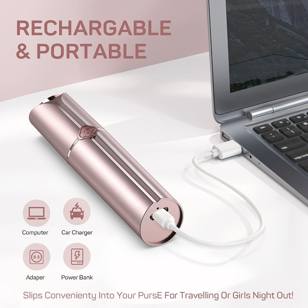 Women's Electric Facial Shaver - USB Rechargeable Hair Remover, Multi-Purpose Epilator for Bikini, Face, Legs, Arms, Underarms - Portable Hair Trimmer, Female Body Shaver, Suitable for Travel, Includes Velvet Storage Pouch + 2 Replacement Heads