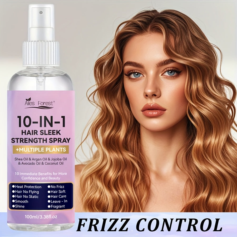 Hair Care Spray 10-in-1 No-Rinse Leave-In Conditioner — Fragrance-Free, Anti-Frizz, Detangling, Shine-Boosting, Plant-Based Formula for Dry Damaged Hair, All Hair Types, 100ml