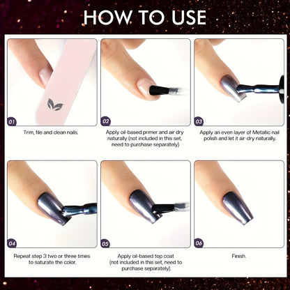 Holographic Nail Polish Set 6pcs Air Dry No UV Lamp – Metallic Glitter Rainbow Shimmer Lacquer 0.25oz, Finger & Toenail Polish Kit, Nail Art Gift Set for Women Girls by Morovan