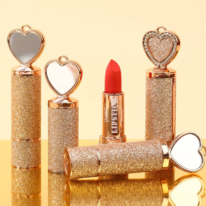 Matte Lipstick Heart-Shaped Design USHAS 24H Long-Lasting Velvet Lip Color Transfer-Resistant Buildable Coverage Highly Pigmented Smooth Application All-Day Wear Multi-Color Options