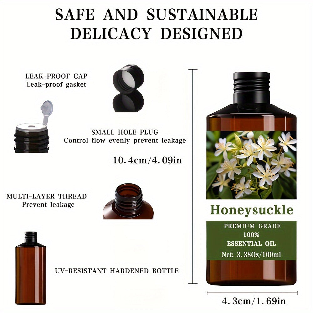 Honeysuckle Essential Oil 100% Pure Therapeutic Grade for Aromatherapy Massage Hair Skin Nail Care Diffuser Relaxation Meditation Men Women Gift 100ml 3.38oz