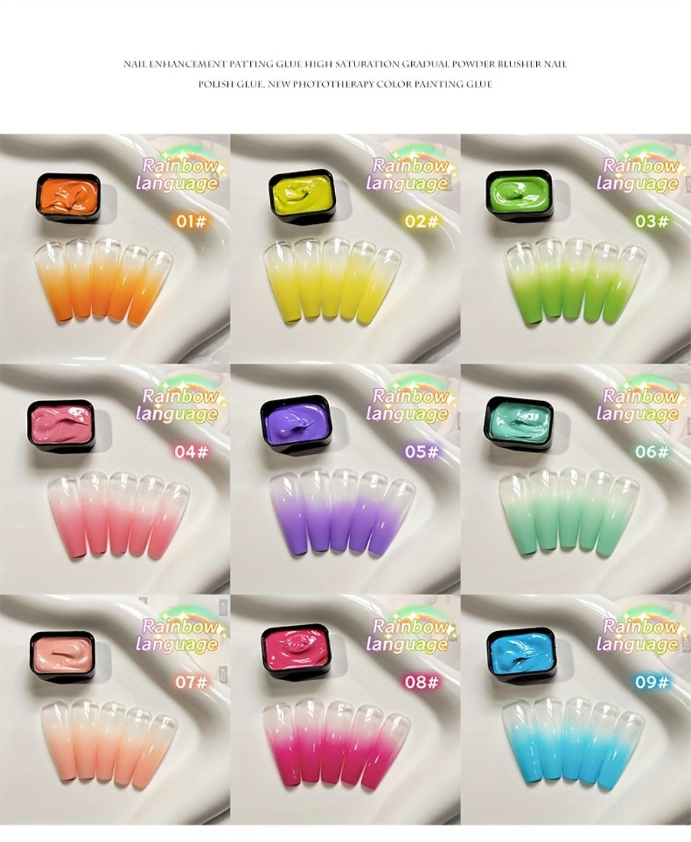 MORDDA 9pcs Rainbow Nail Polish Set - Mini 9-Grid Gel Nail Kit, High Saturation, Long-Lasting, No Alcohol, Gradient Effect, Salon Quality, Perfect Gift for Women