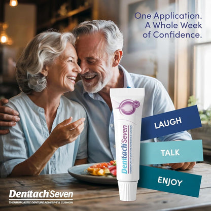 Denture Adhesive Thermoplastic Cushion & Soft Reliner for Upper and Lower Dentures, 7-Day Secure Hold, No-Glue Zinc-Free Formula, Comfortable Fit for Seniors & Sensitive Users, Daily Denture Care
