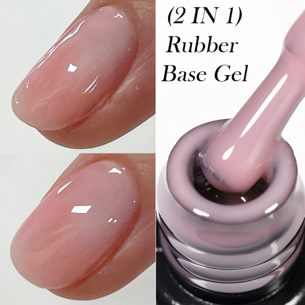 LILYCUTE 0.24oz 6pcs 2 In1 Rubber Base Gel Nude Pink Color Soak Off LED Semi Permant Self-leveling Gel Nail Art Varnish