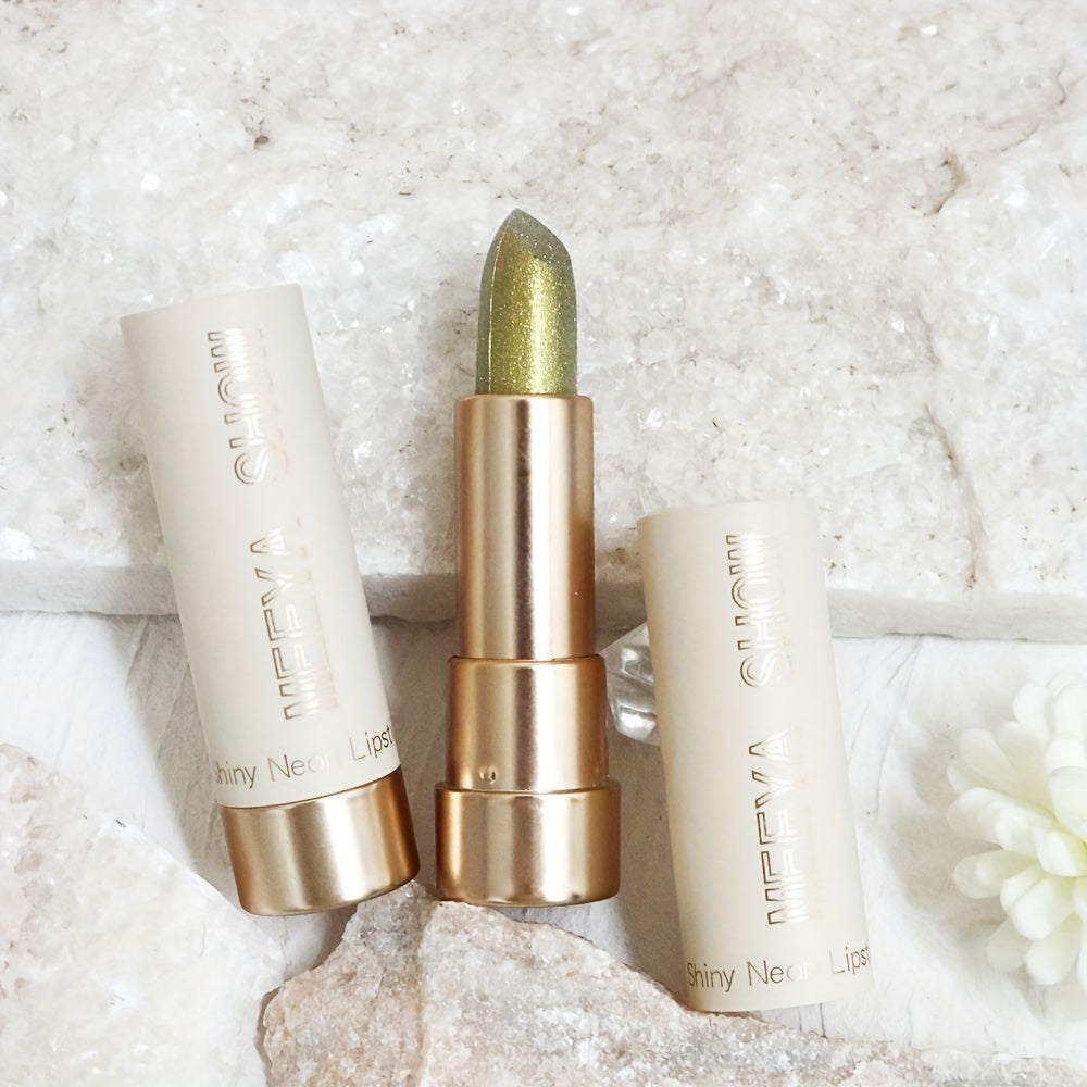 Shimmering Golden Brown Lip Color Adorned with Glitter And a Metallic End, Perfect for Party Cosplay