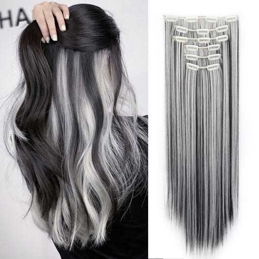 A Set of 6 Gray Hair Clips Made of High-Temperature Fiber, Measuring 24 Inches in Length, Perfect for Everyday Use And Halloween