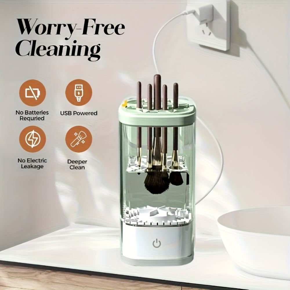 Electric Makeup Brush Cleaner 7000RPM Handheld Automatic - USB & Battery Powered Cosmetic Brush Cleaning Tool with Pad - Quiet Motor Cleans 3-4 Brushes Fast for Women Makeup Artists
