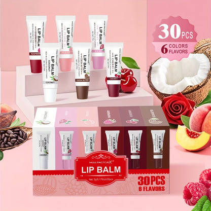 Lip Gloss Set 30pcs Gift Box - 6 Colors Glossy Liquid Lipstick, Moisturizing Waterproof Anti-Transfer Formula | Long-Lasting Shiny Lip Gloss for Women | Perfect Beauty Gift for Her