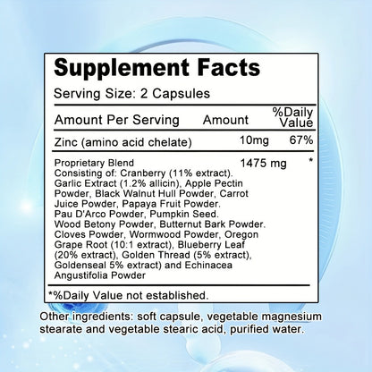 Parasite Cleanse Supplement with Black Walnut Wormwood & Cranberry – Gut Health & Holistic Detox Support | PARA BLAST 120 Capsules (Optional 1/3 Bottles)
