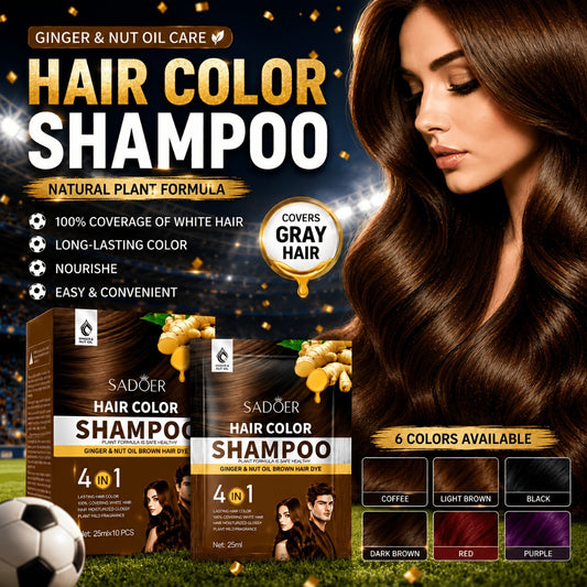1 Box of 10 Packs of Portable Individual Packaging, Black/Brown/Chestnut Shampoo - Shampoo, 3-In-1 Hair Color Shampoo Natural Hair Dye Deep Cleansing Shampoo for Women And Men