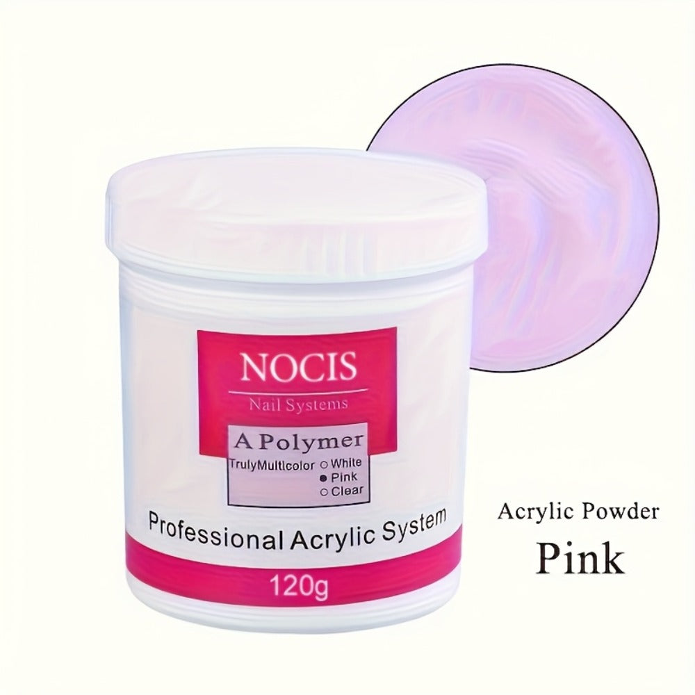 Acrylic Nail Powder Set, 3 Colors Clear&Pink & White, Professional Powder for Nail Extension, Carving, Long-Lasting, No Lamp Needed, 2.1oz.