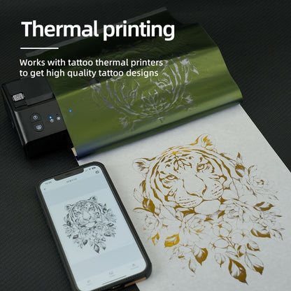 Tattoo Transfer Paper 100 Sheets 4-Layer Thermal Stencil — Professional Tattoo Stencil Paper for Drawing, Tracing & Transfer, Compatible with All Tattoo Machines