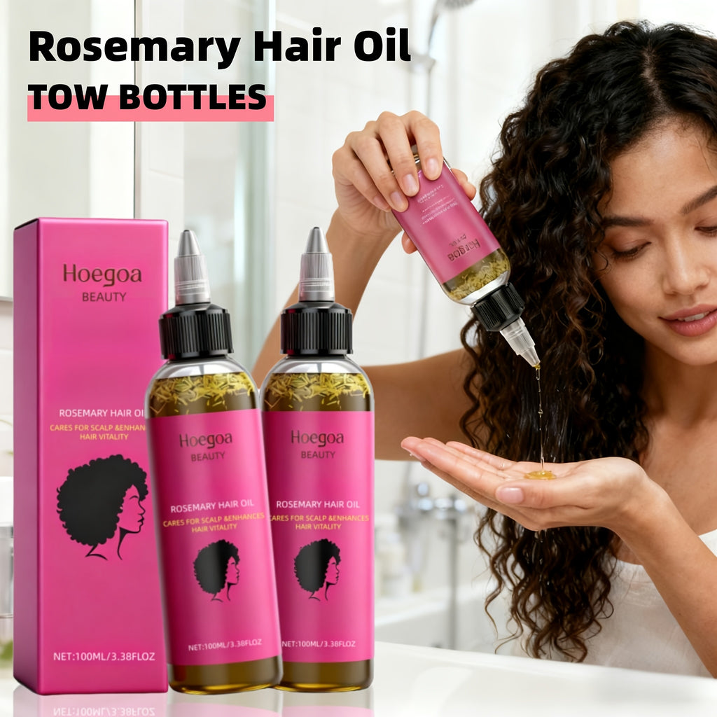 2pcs HOEGOA Rosemary Hair Oil- Natural Rosemary Leaf& Bataana Oil Blend for Hair& Moisturizing, Gentle On Normal Hair, Promotes Healthy Hair, Hair Care, Sleek Bottle Design, Natural Ingredients, Valentines Day Gifts