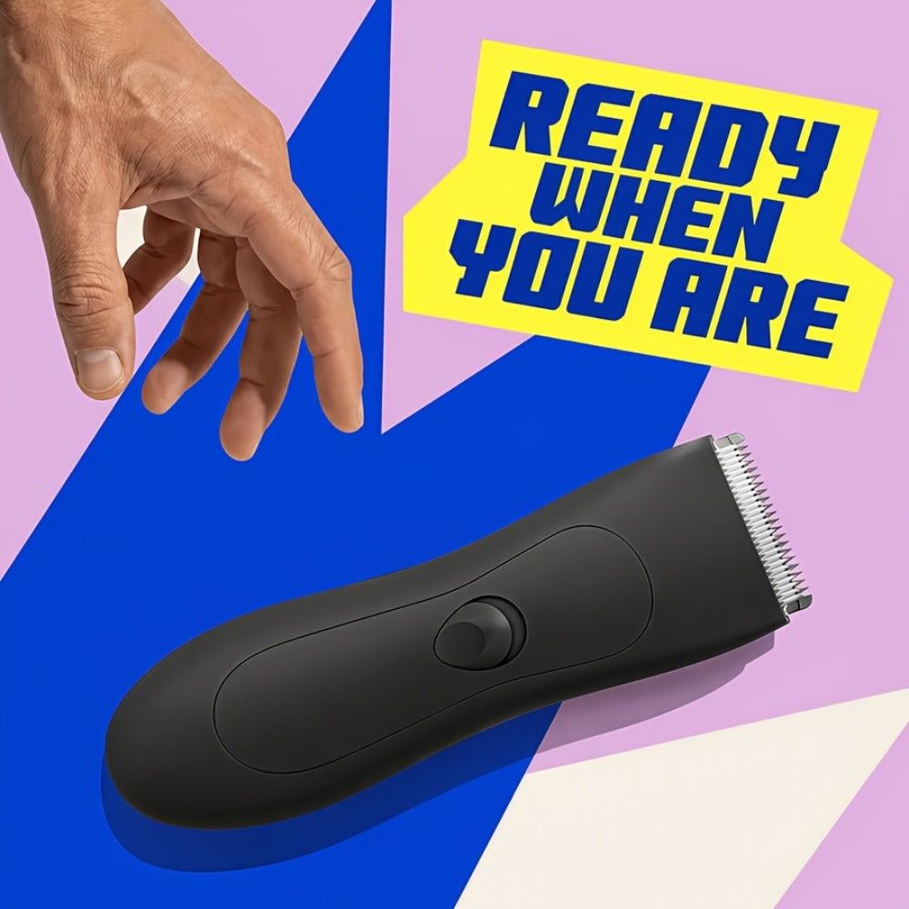 Body Hair Trimmer for Men IPX6 Waterproof Electric Groin Trimmer with Replaceable Ceramic Blade - Full Body Groomer for Chest Underarm Back Hair Shaver Grooming Kit Black Purple