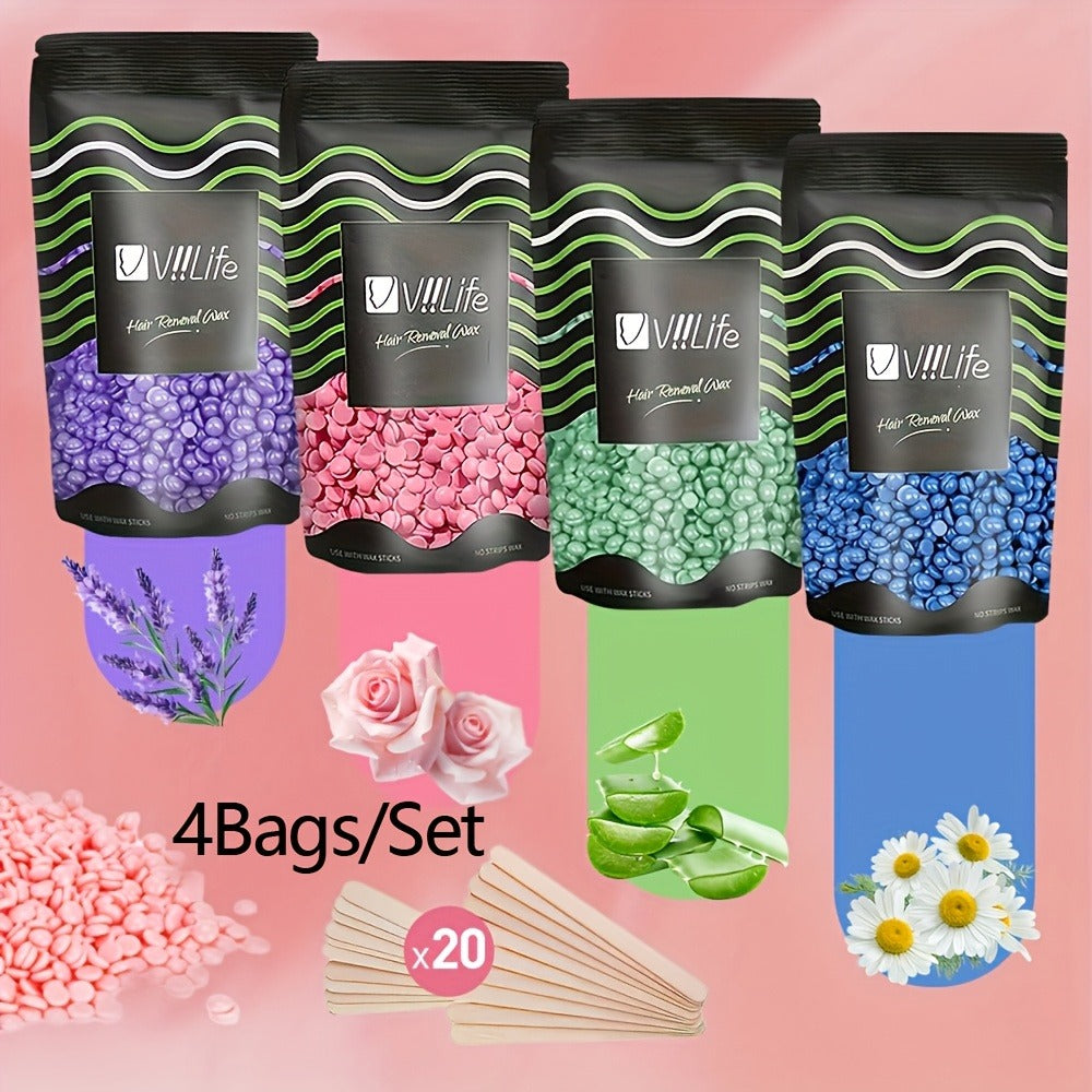 4 Bags/8 Bags of Wax Beads for Hair Removal Kit, Hard Wax Beans Suitable for Brazilian, Face, Bikini, Eyebrow, And Legs, Home Waxing Beads for Both Women And Men, 50G Per Bag