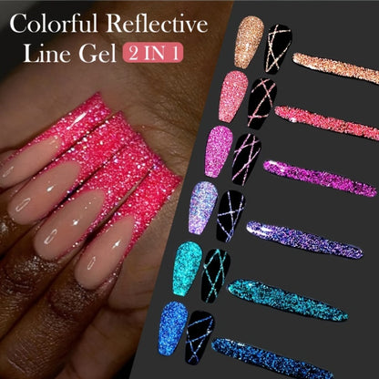 Glitter Liner Nail Art Gel 5ml - Super Reflective Glitter Eyeliner Gel Polish with Ultra Fine Brush Tip for Stripe Line & Detail Nail Art - Long Lasting UV LED Nail Art Drawing Gel
