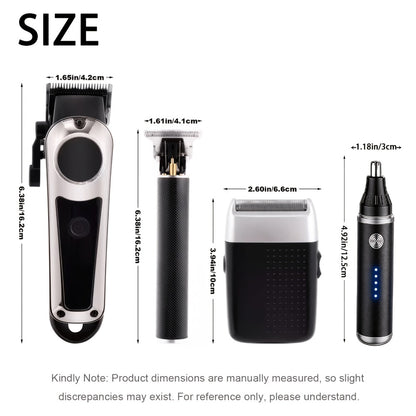 Men's Grooming Set - Electric Hair Clipper Nose Hair Trimmer & Shaver Kit, USB Rechargeable Lithium Battery Cordless, 2 3 4 Piece Options, Gift for Men