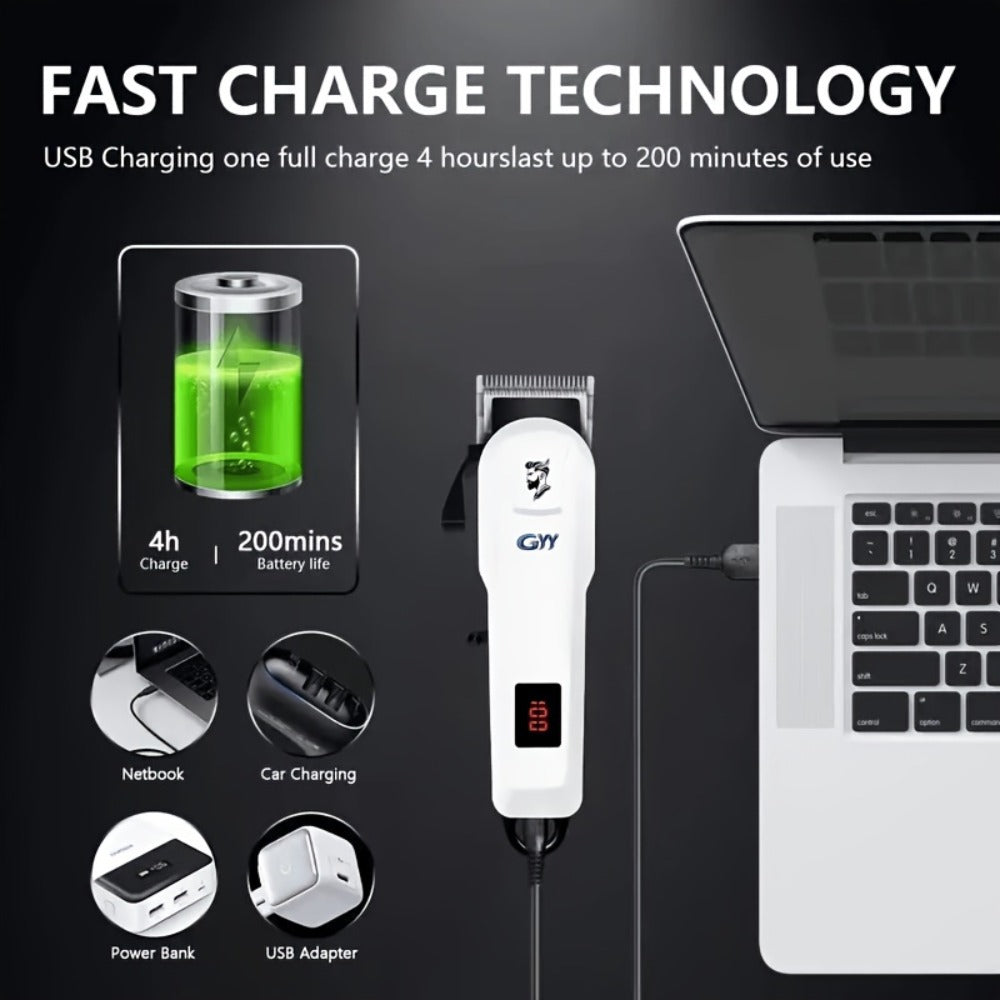 1PCProfessional Hair Clipper Kit for Home & Salon Use - Durable Stainless Steel Blade, Digital Display, USB Rechargeable - Perfect Gift for Father's Day, Valentine's, Birthday, Holidays & Friends